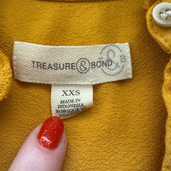Treasure & Bond Button Down Blouse with Ruffle Collar XXS - Picture 10 of 10